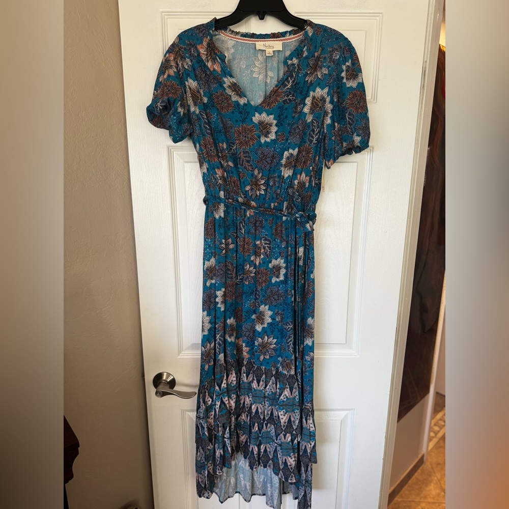 Nurture by Lamaze Blue and Brown Floral Midi Dress